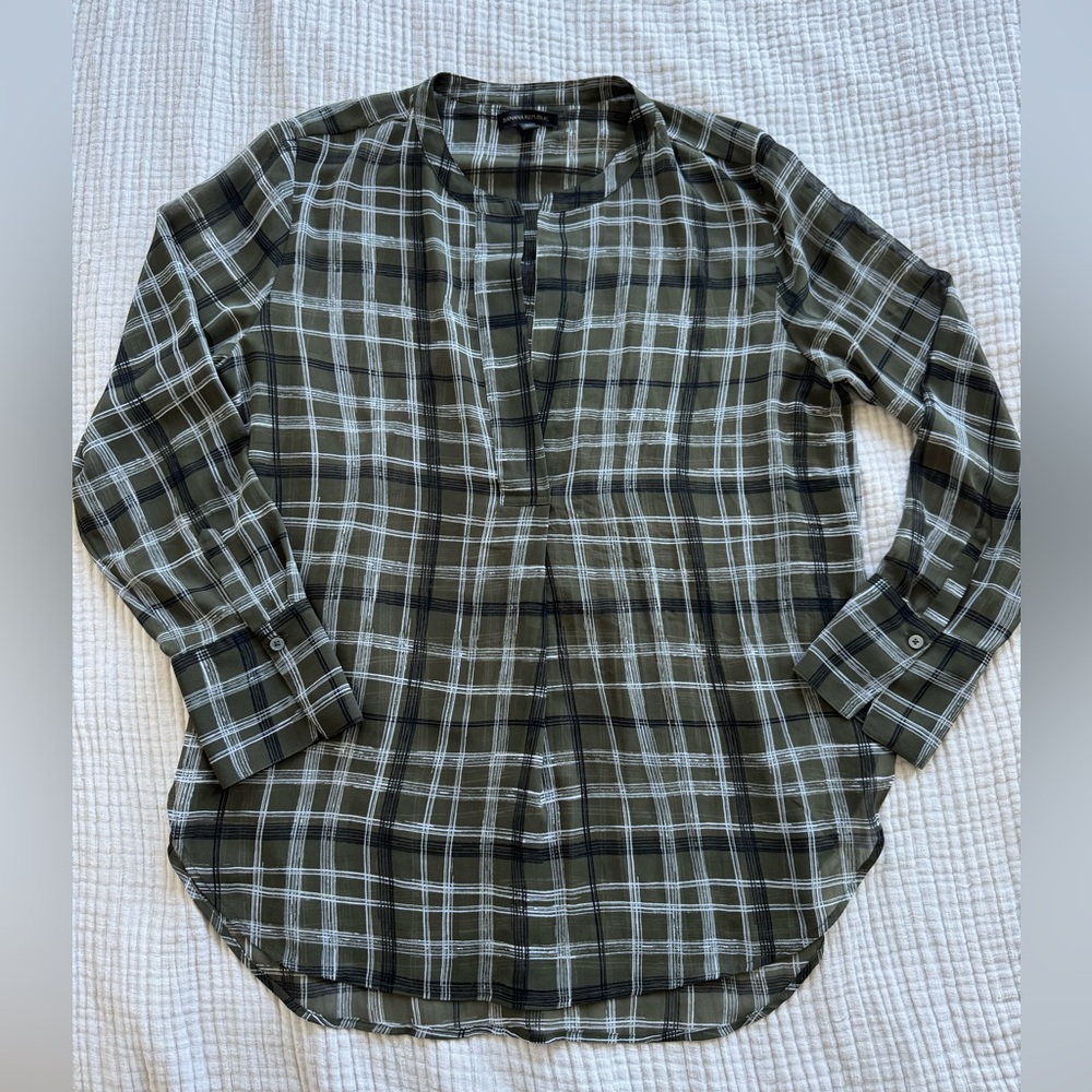 Banana Republic Sheer Plaid Tunic
